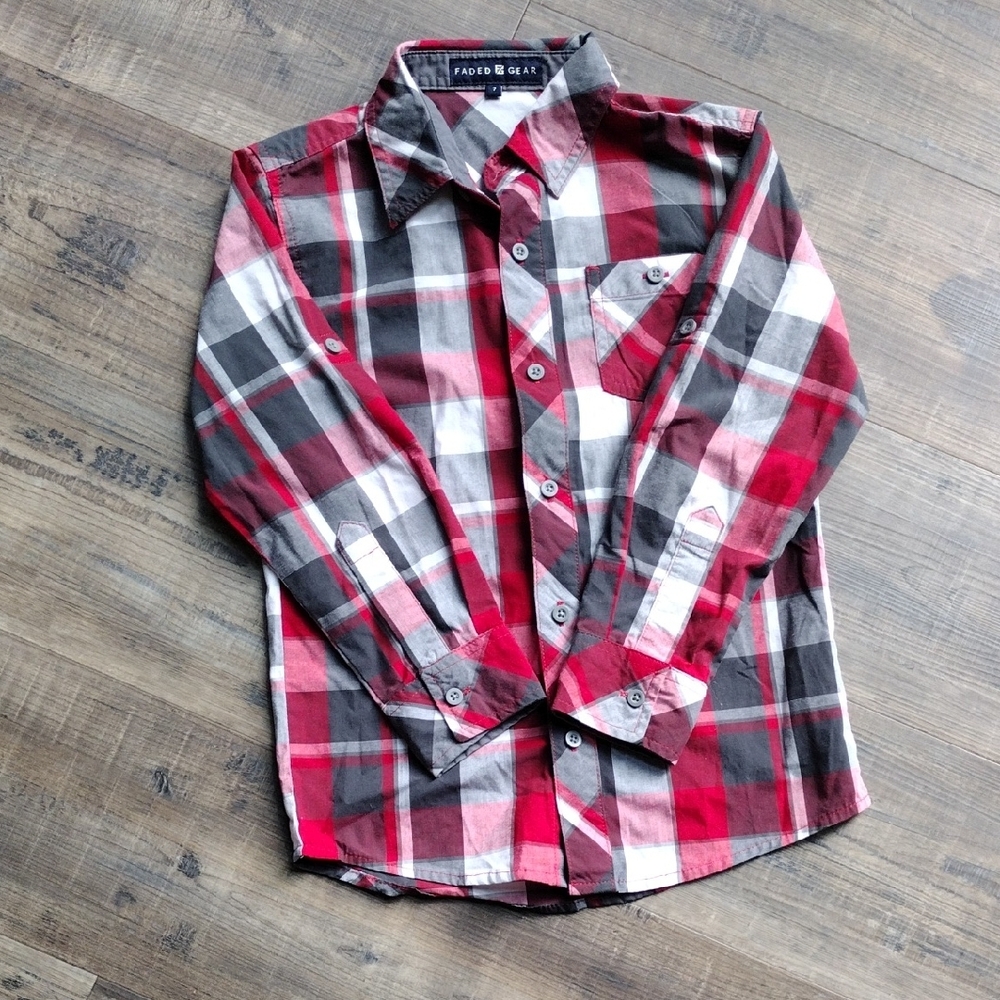 Faded Gear Red and Black Plaid Shirt
